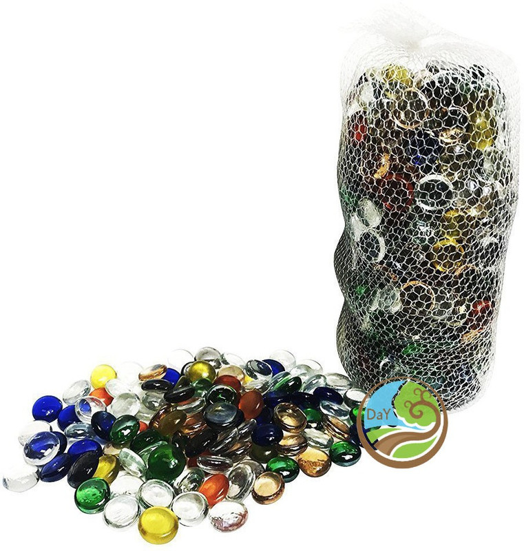 day Multicolor Decorative Glass Pebbles (pack contains 80 pebbles) colorful for home decoration Vase Filler(Flat base, Stone Pebble)
