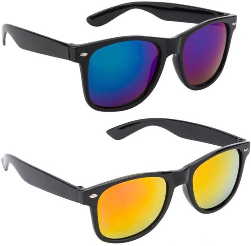 Elgator Wayfarer Sunglasses(Blue, Yellow)