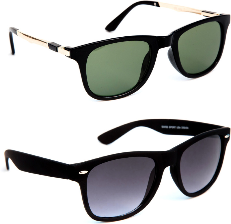 TheWhoop Wayfarer Sunglasses(Green, Black)