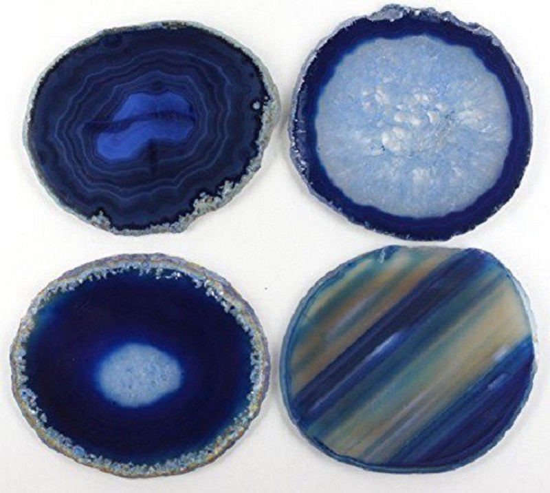 lalji handicrafts Stoneware Decorative Platter(Blue, Pack of 4)