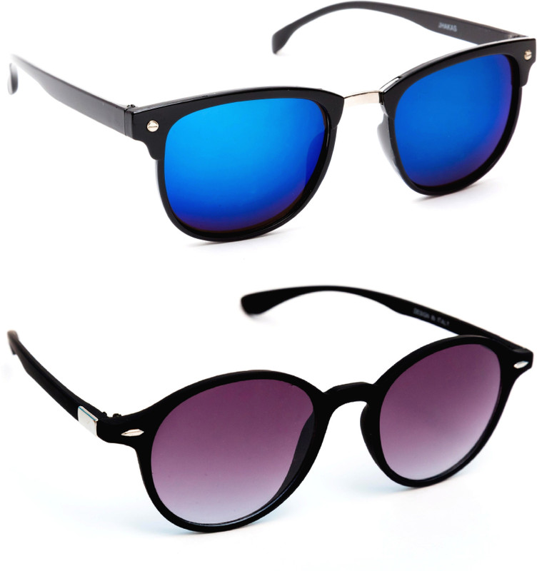 TheWhoop Wayfarer, Round Sunglasses(Blue, Violet)