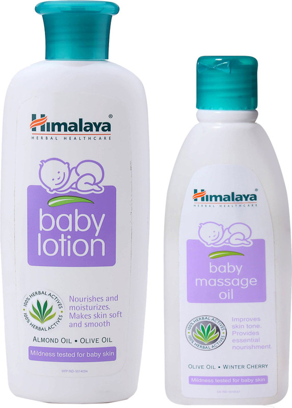 Himalaya Herbals Baby Massage Oil (100ml)+Himalaya Herbals Baby Lotion (200ml)(White)