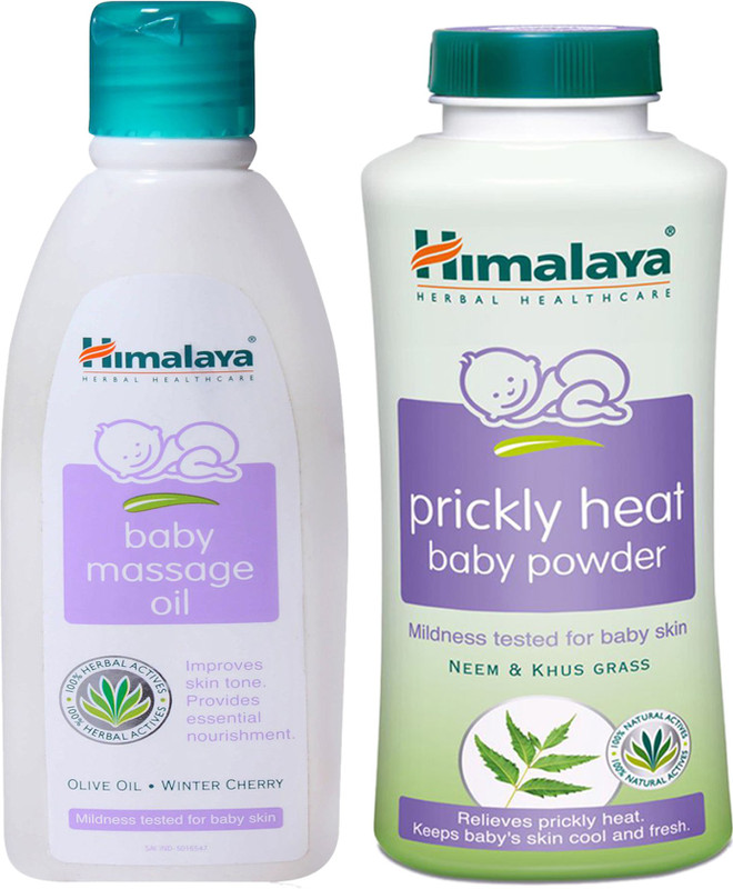 Himalaya Herbals Baby Massage Oil (200ml)+Himalaya Herbals Prickly Heat baby Powder (200g)(White)