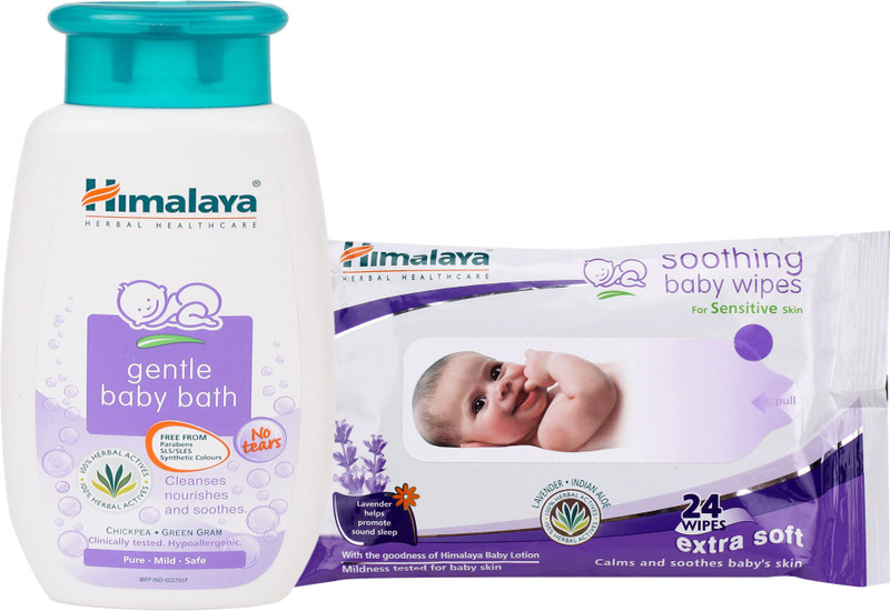 Himalaya Herbals gentle baby Shampoo (200ml)+Himalaya Herbals Soothing Baby Wipes (24 Sheets)(White)