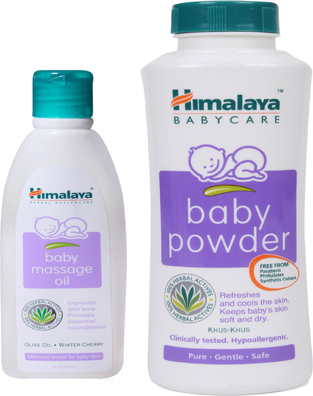 Himalaya Herbals Baby Massage Oil (200ml)+Himalaya Herbals Baby powder (400g)(White)