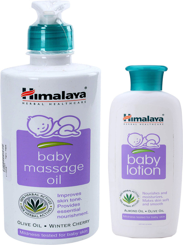 Himalaya Herbals Baby Massage Oil (500ml)+Himalaya Herbals Baby Lotion (200ml)(White)