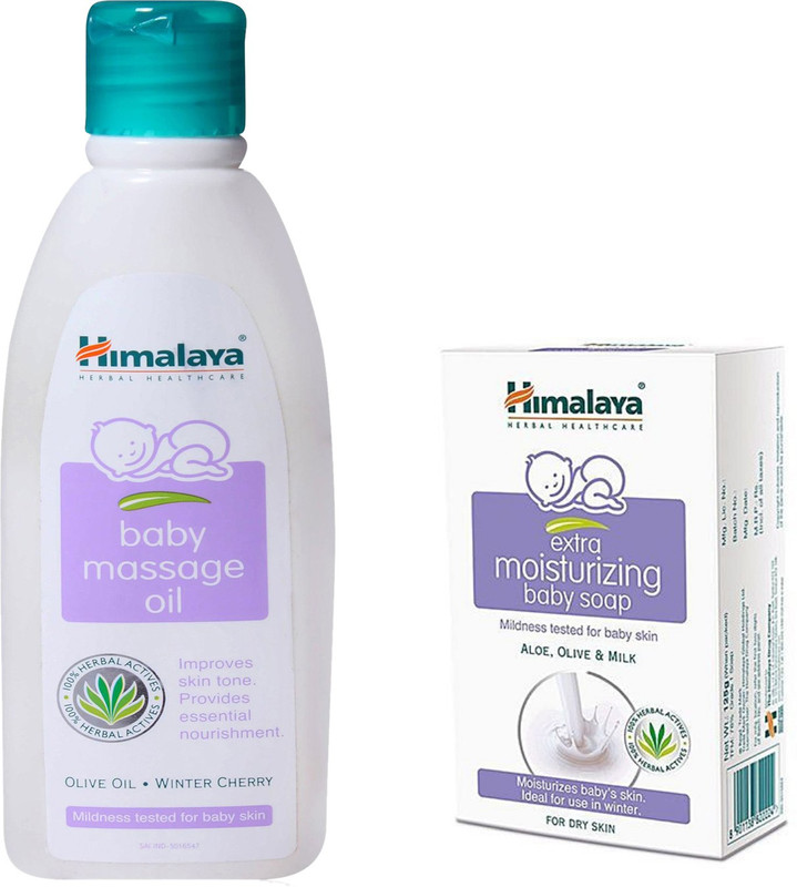Himalaya Herbals Baby Massage Oil (100ml)+Himalaya Gentle Baby Soap (75g)(White)