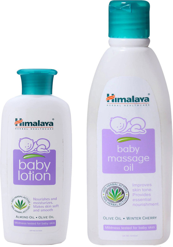 Himalaya Herbals Baby Massage Oil (200ml)+Himalaya Herbals Baby Lotion (100ml)(White)