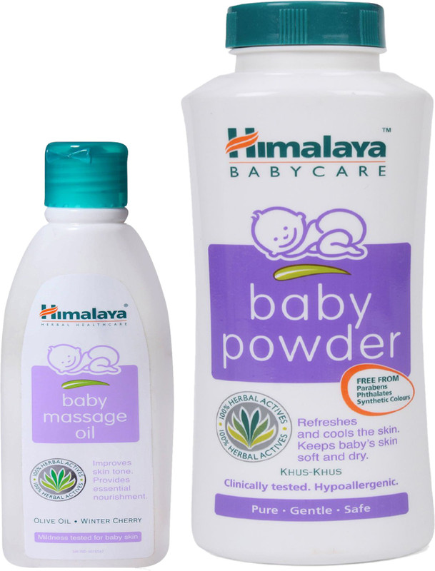 Himalaya Herbals Baby Massage Oil (100ml)+Himalaya Herbals Baby powder (400g)(White)