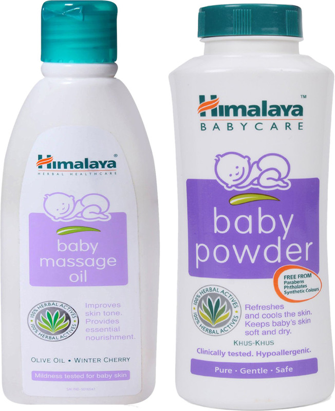 Himalaya Herbals Baby Massage Oil (200ml)+Himalaya Herbals Baby powder (200g)(White)