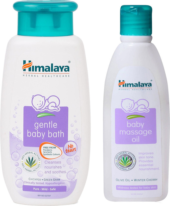 Himalaya Herbals Baby Massage Oil (100ml)+Himalaya Herbals Gentle baby bath (100ml)(White)