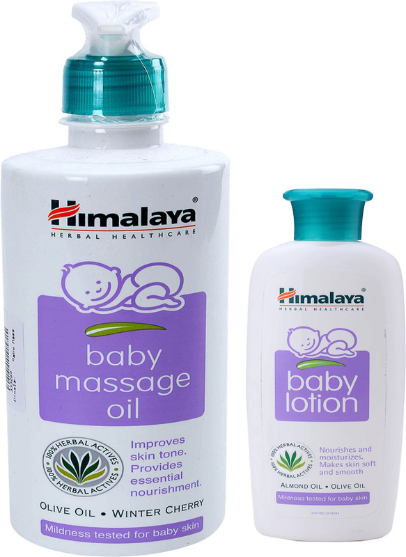 Himalaya Herbals Baby Massage Oil (500ml)+Himalaya Herbals Baby Lotion (100ml)(White)