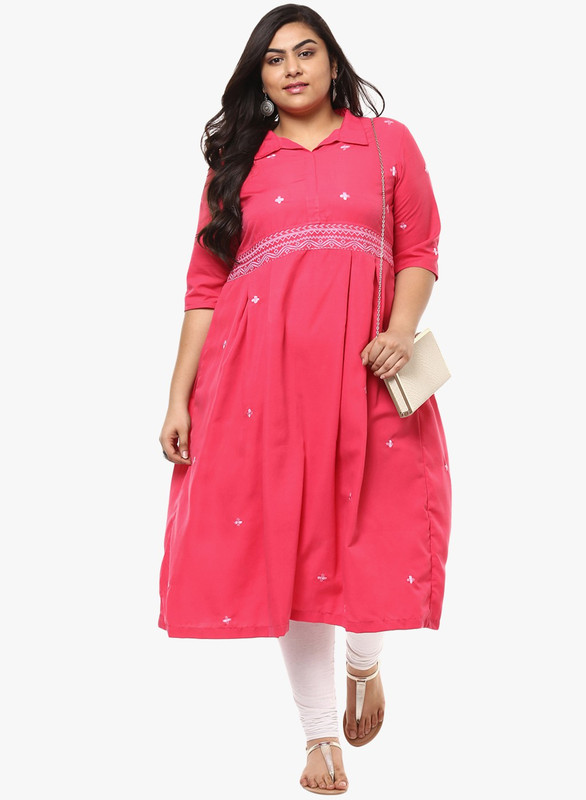 kira plus Women Printed Anarkali Kurta(Pink)