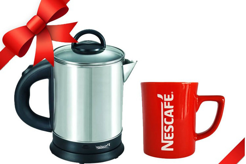 Prestige PKGSS 1.7 (with Mug) Electric Kettle(1.7 L, Steel, Black)