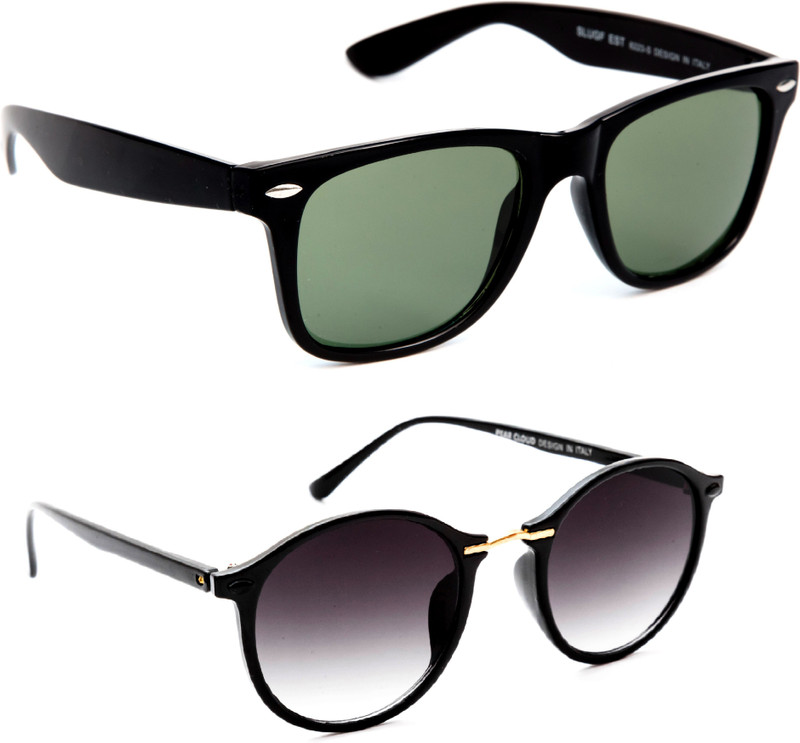 TheWhoop Wayfarer, Round Sunglasses(Green, Black)