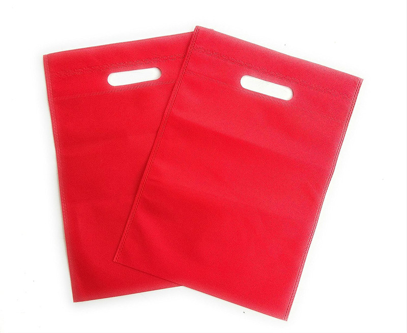 oripol Non-Woven Shopping Bag D-Cut (Red,10"X14",Pack of 50)(Red)