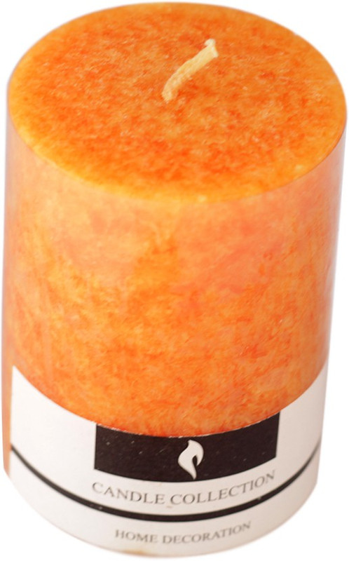 skycandle.in Sandalwood Scented Marble Pillar Set (Orange, Pack of 4) Candle(Orange, Pack of 4)