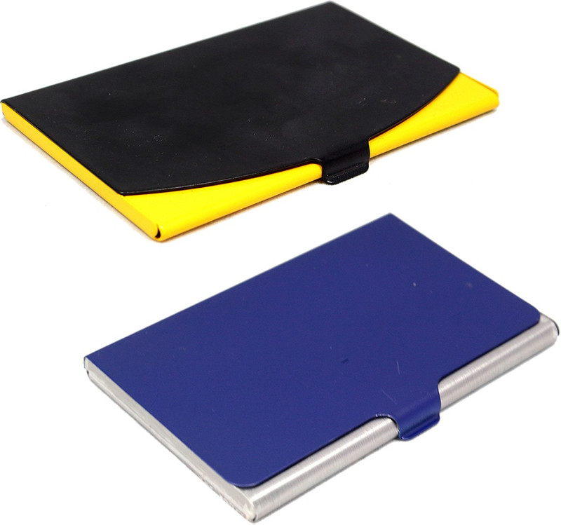 Stealodeal Blue and Black-Yellow Stainless Steel |Combo of 2| 10 Card Holder(Set of 2, Blue, Black, Yellow)