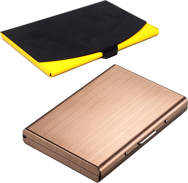 Stealodeal Rose Gold Trending Metal With Black-Yellow Stainless Steel 6 Card Holder(Set of 2, Maroon, Multicolor)