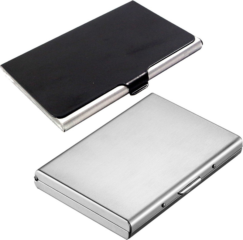 Stealodeal Silver High Quality Metal With Black Stainless Steel 6 Card Holder(Set of 2, Silver, Black)
