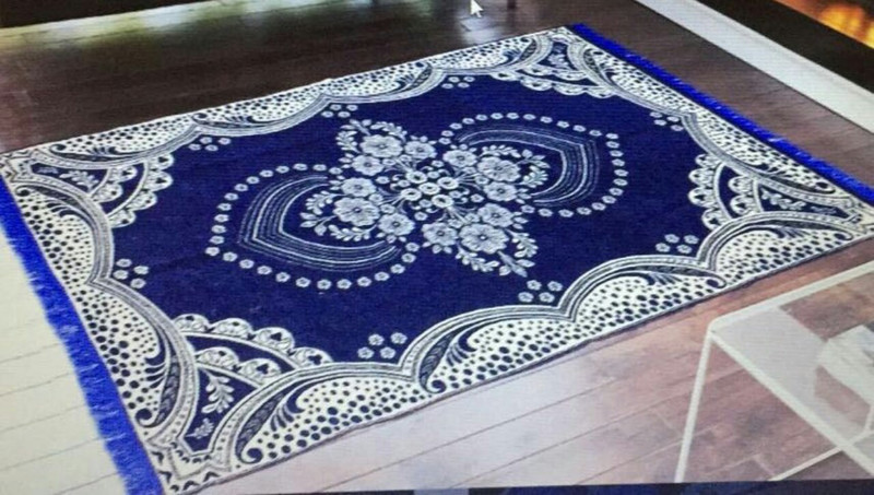 mr dhingra Blue Cotton Carpet(121 cm  X 183 cm)