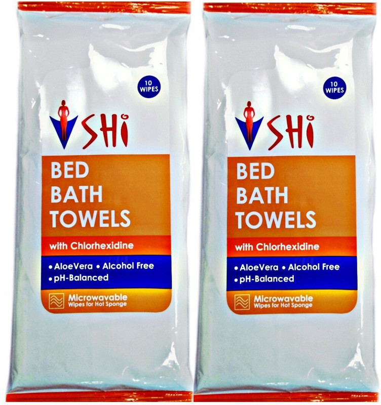 SHI Bed Bath Towel With Chlorhexidine 10 wipes x 2 packets(20 Pieces)