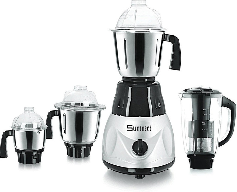 Sunmeet MG17-MA-MRF-72 1000 W Juicer Mixer Grinder(Silver, Black, 4 Jars)