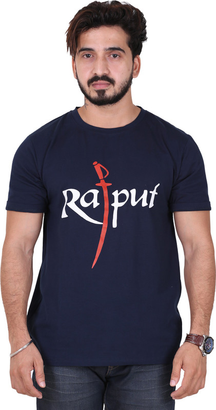 attitude start of fashion Printed Men Round or Crew Dark Blue T-Shirt