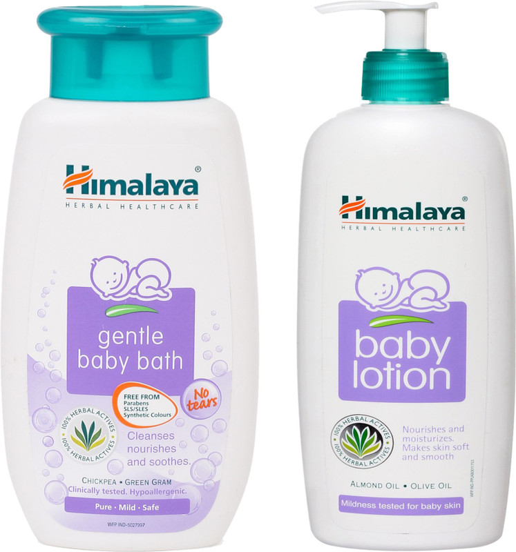 Himalaya Herbals Gentle baby bath (400ml)+Himalaya Herbals Baby Lotion (400ml)(White)