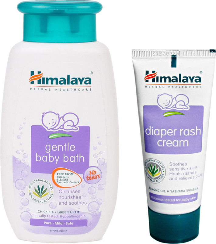 Himalaya Herbals Gentle baby bath (200ml)+Himalaya Diaper Rash Cream (50g)(White)