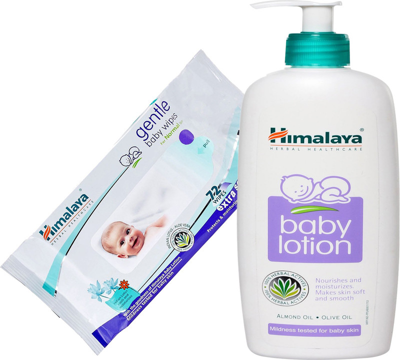 Himalaya Herbals Baby Lotion (400ml)+Himalaya Herbals Gentle baby Wipes (72 Sheets)(White)