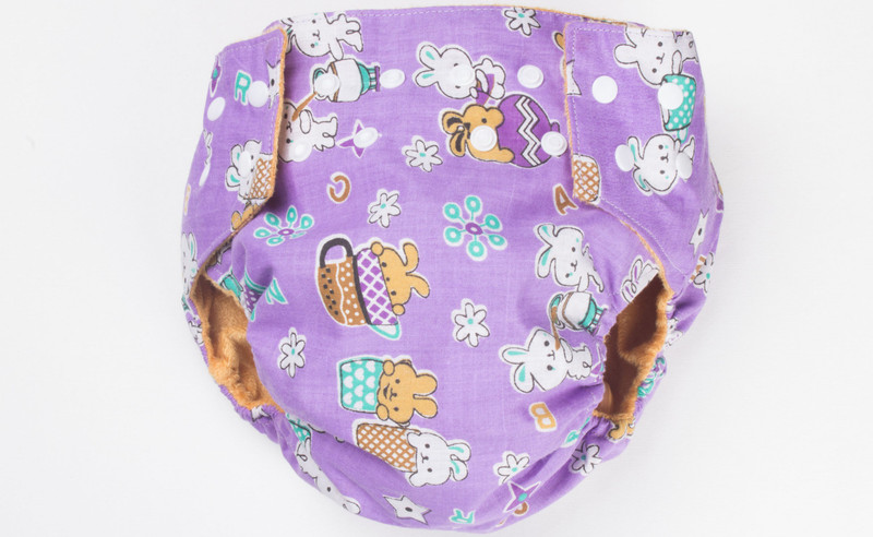 Ole Baby Cloth Diaper REUSABLE Nappy Organic Cotton Anti Bacterial Washable Free Size Adjustable 0-3 Years ( Made in India)-Purple