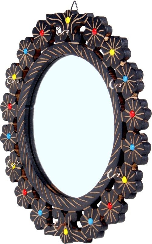 Fab Handicraft Wooden Mirror Decorative Mirror(Round)