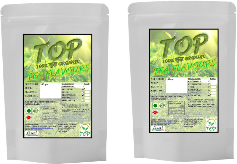 Top Organic Lemongrass Mint Tea with Organic Rose Tea (200 gms) Herbal Tea Vacuum Pack(200 g)