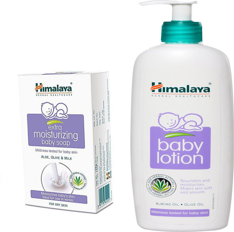 Himalaya Herbals Baby Lotion (400ml)+Himalaya Gentle Baby Soap (125g)(White)
