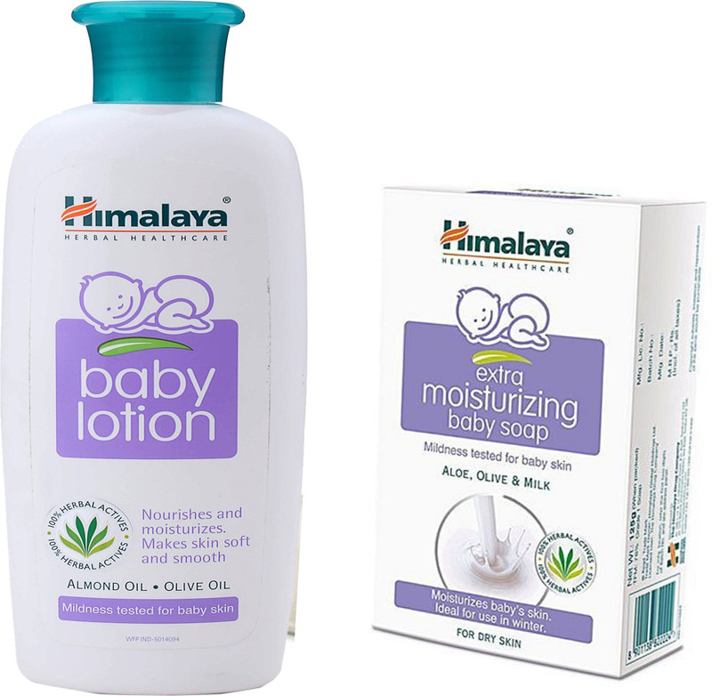 Himalaya Herbals Baby Lotion (200ml)+Himalaya Gentle Baby Soap (125g)(White)