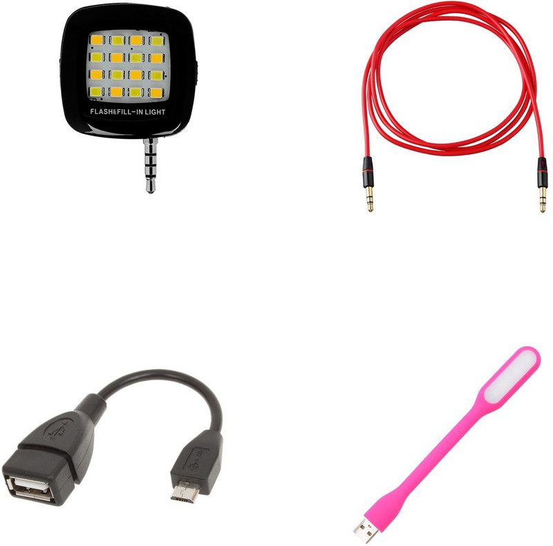 minifox LED LAMP LIGHT, FLASH LIGHT, OTG CABLE, AUX CABLE COMBO SET Combo Set(Multicolor)
