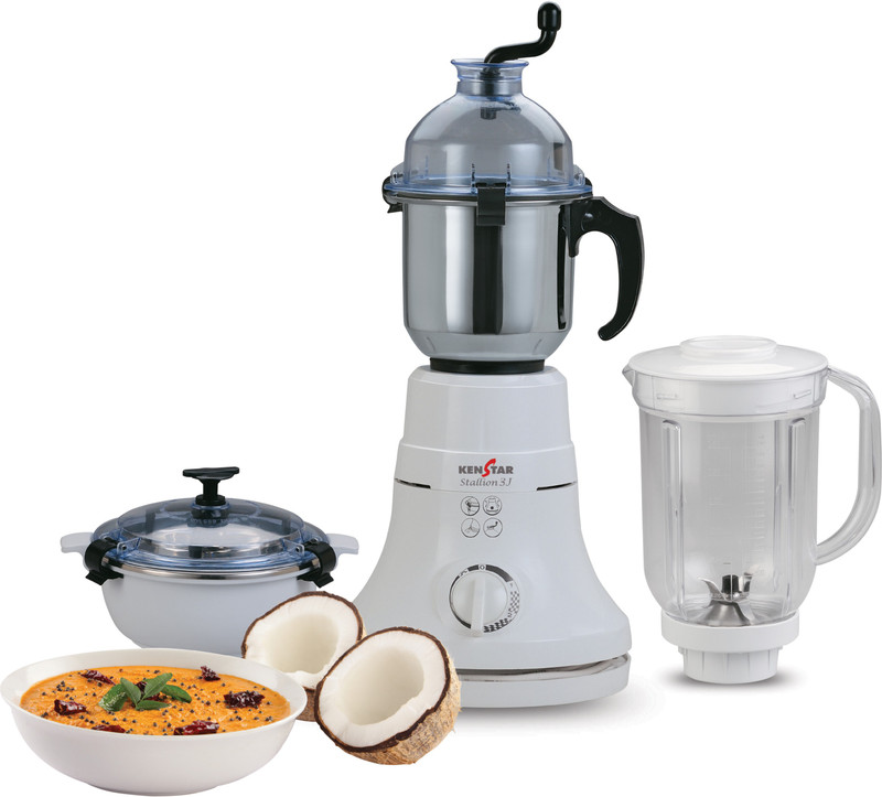 Kenstar MG KMSTN60W3P-DBF 600 W Mixer Grinder(White, 3 Jars)