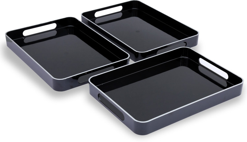 Jaypee Plus Prisma Small Grey Tray Serving Set(Pack of 3)