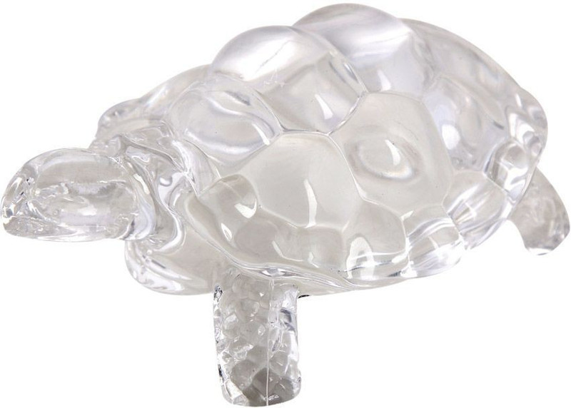 kidzoo Feng Shui Crystal Turtle Tortoise for Bring Career, Luck, Money and Wealth Decorative Showpiece  -  10 cm(Glass, Clear)