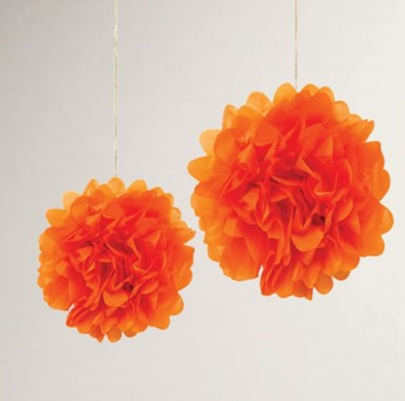 Shop Online Orange Fluffy Pom Pom Hanging for Decoration 3PCS 12