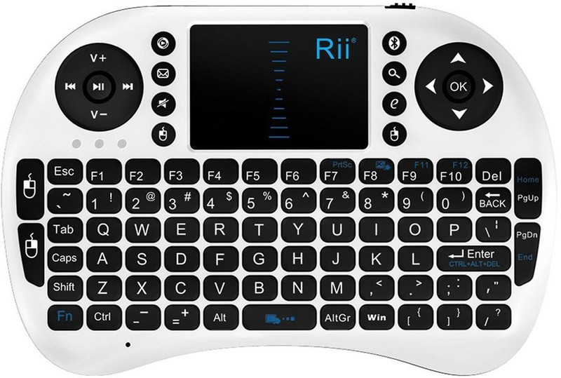 VibeX ™ Rii i8+ Mini 2.4G Backlight Touchpad with Mouse for PC/Mac/Android (MWK08+) Bluetooth, Wireless Gaming Keyboard(White)