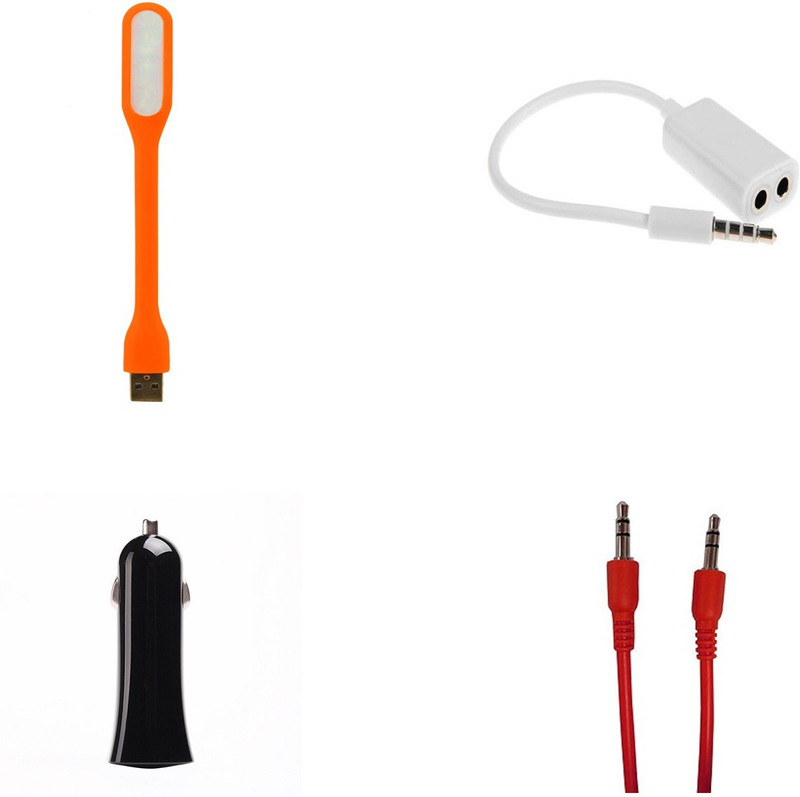 minifox LED LAMP LIGHT, CAR CHARGER, AUX , 3.5MM AUDIO JACK COMBO SET Combo Set(Multicolor)