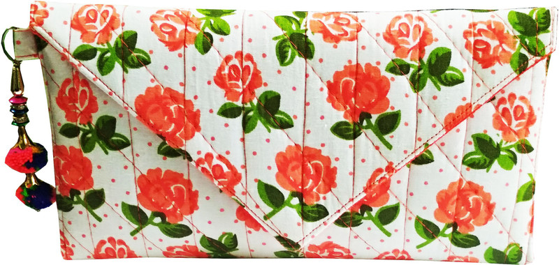 nicedesign Women Wallet/potli bag for Party,Festive flower Art Pouch(Orange)