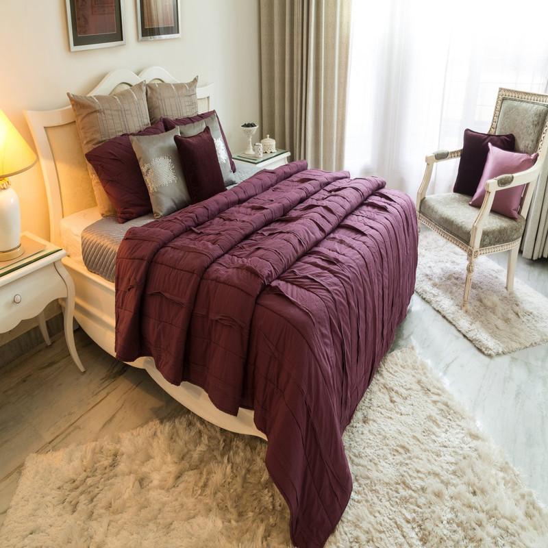 zila home Cotton King Bed Spread(Purple)
