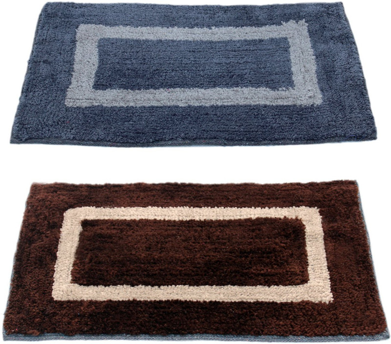 bsk Cotton Door Mat(Blue, Medium)