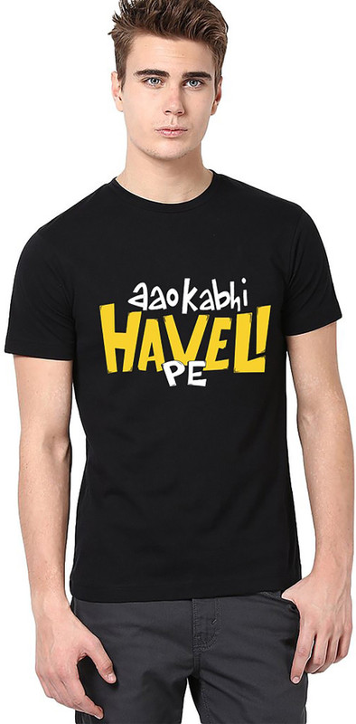 indiroots Humour & Comic Men Round or Crew Black T-Shirt