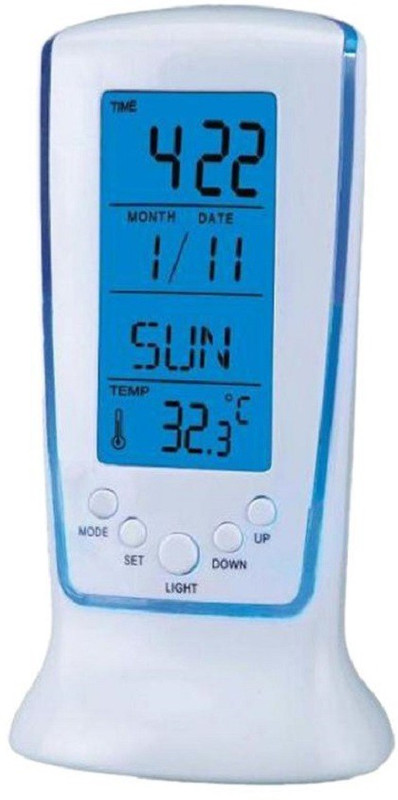 onmall Digital Square Multi functional White Clock 510 Calendar Alarm Thermometer ( 1pc) Clock