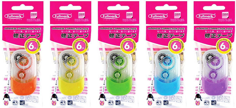 fullmark E TYPE 5 mm x 6 mm CORRECTION TAPE(Set of 5, Assorted color)