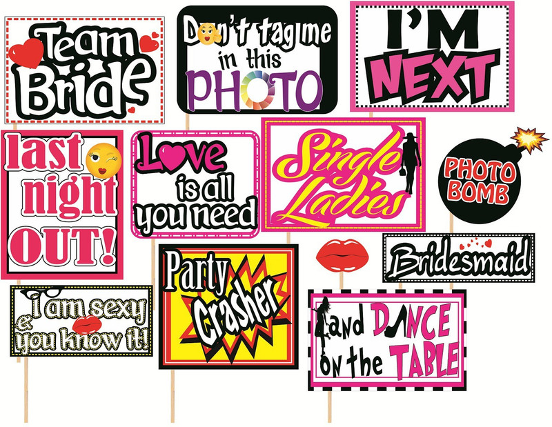 galaxy comfort Set Of 12 Bachelorette Party Props Photo Booth Board(Party)